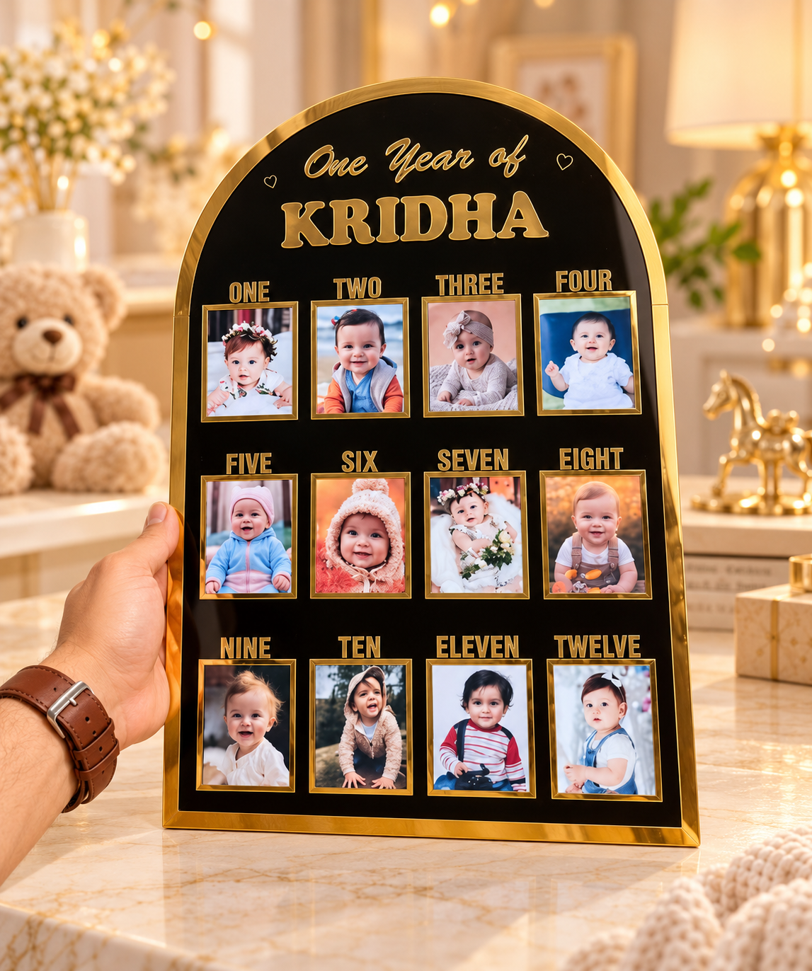 RoyalGold Memories™ – Personalized Baby First Year Frame