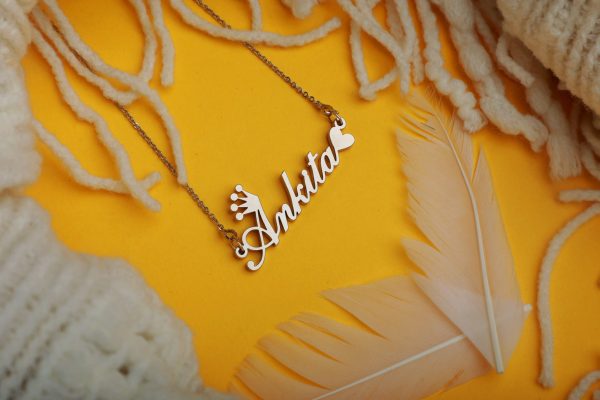 Crown & Heart Design Customized Name Pendant