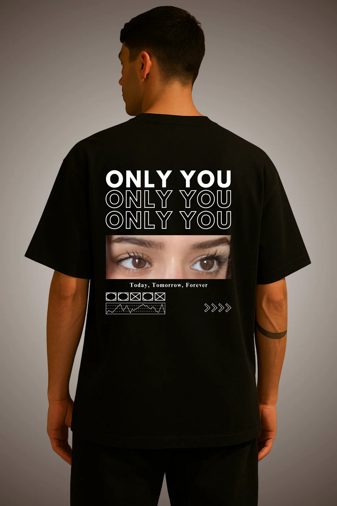 Only You Custom Eye Photo Oversized T-shirt - Back Print Only (For Girlfriend/Boyfriend)