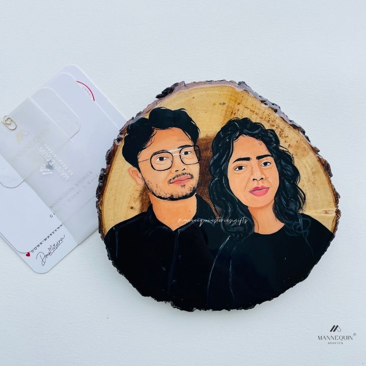 Custom Hand-Painted Portrait on Wood Slice