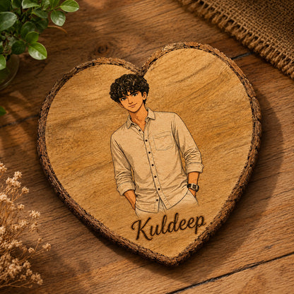 Customized heart wooden slicer