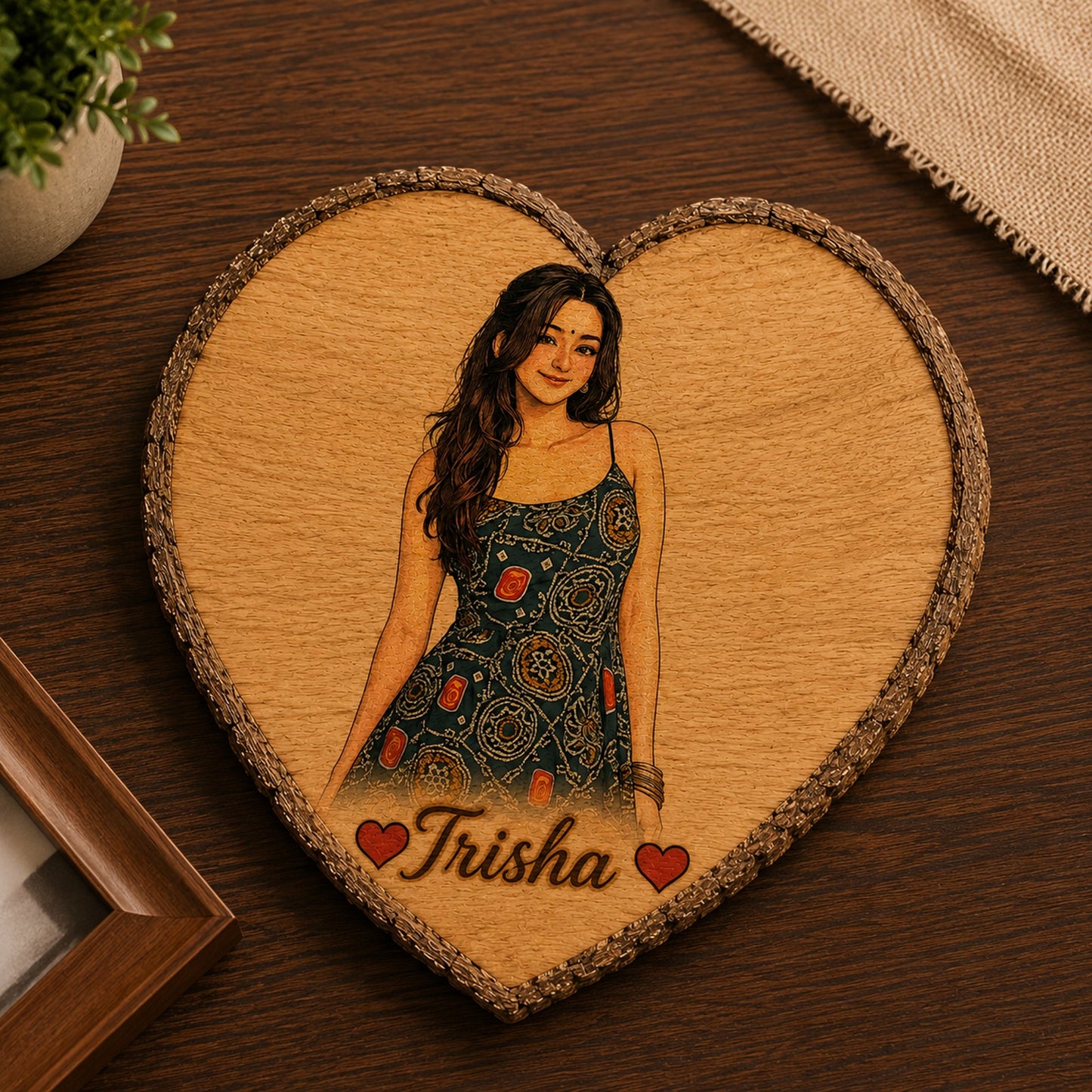 Customized heart wooden slicer