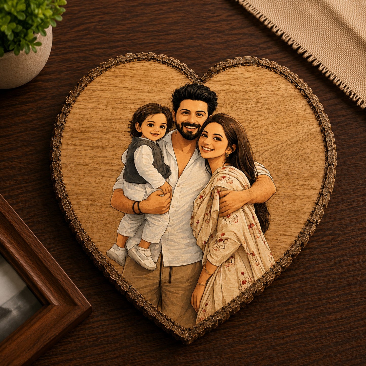 Customized heart wooden slicer