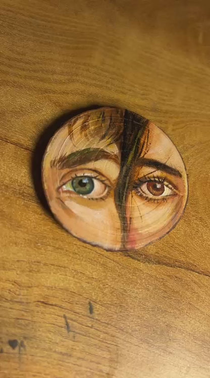 Custom Hand-Painted Portrait on Wood Slice